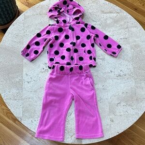 Gloria Jeans Pink and Black Polka Dot Hoodie & Pants Set